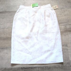 NWT Anne Klein Vintag White 100% Linen Midi Career Pencil Skirt Sz 8